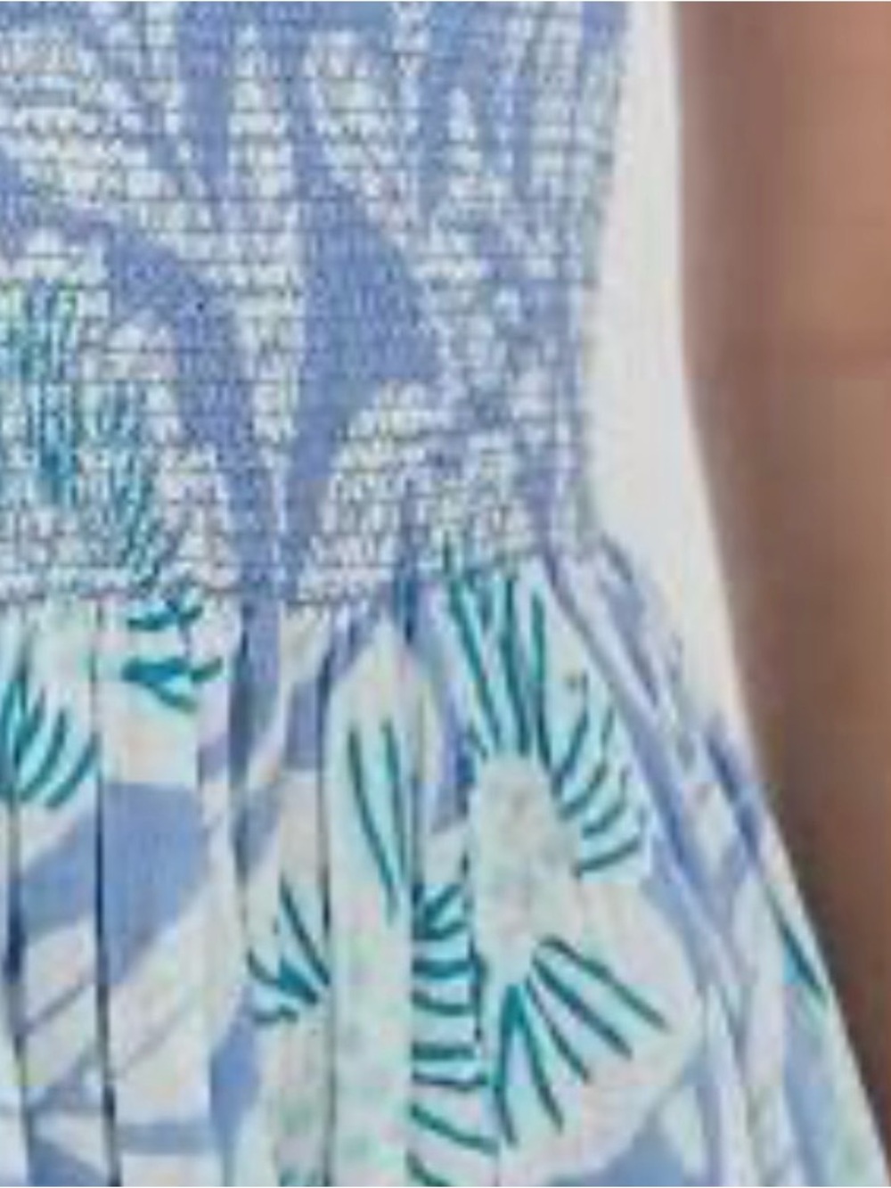 Free People Sweet Nothings  Flowy Blue Floral Smocked Midi Dress SZ L - Picture 10 of 16